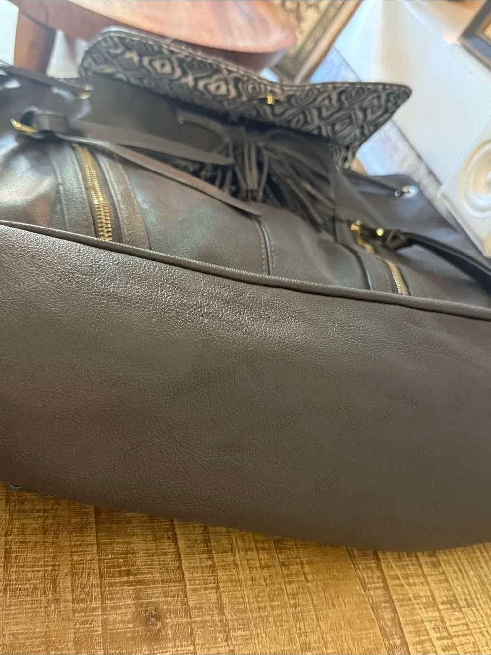 Steve Madden Studded Tassel Drawstring Backpack - Dark Gray